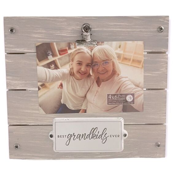 New View Gifts & Accessories Best Grandkids Ever White Wash 4x6 Clip Frame - Picture 1 of 13